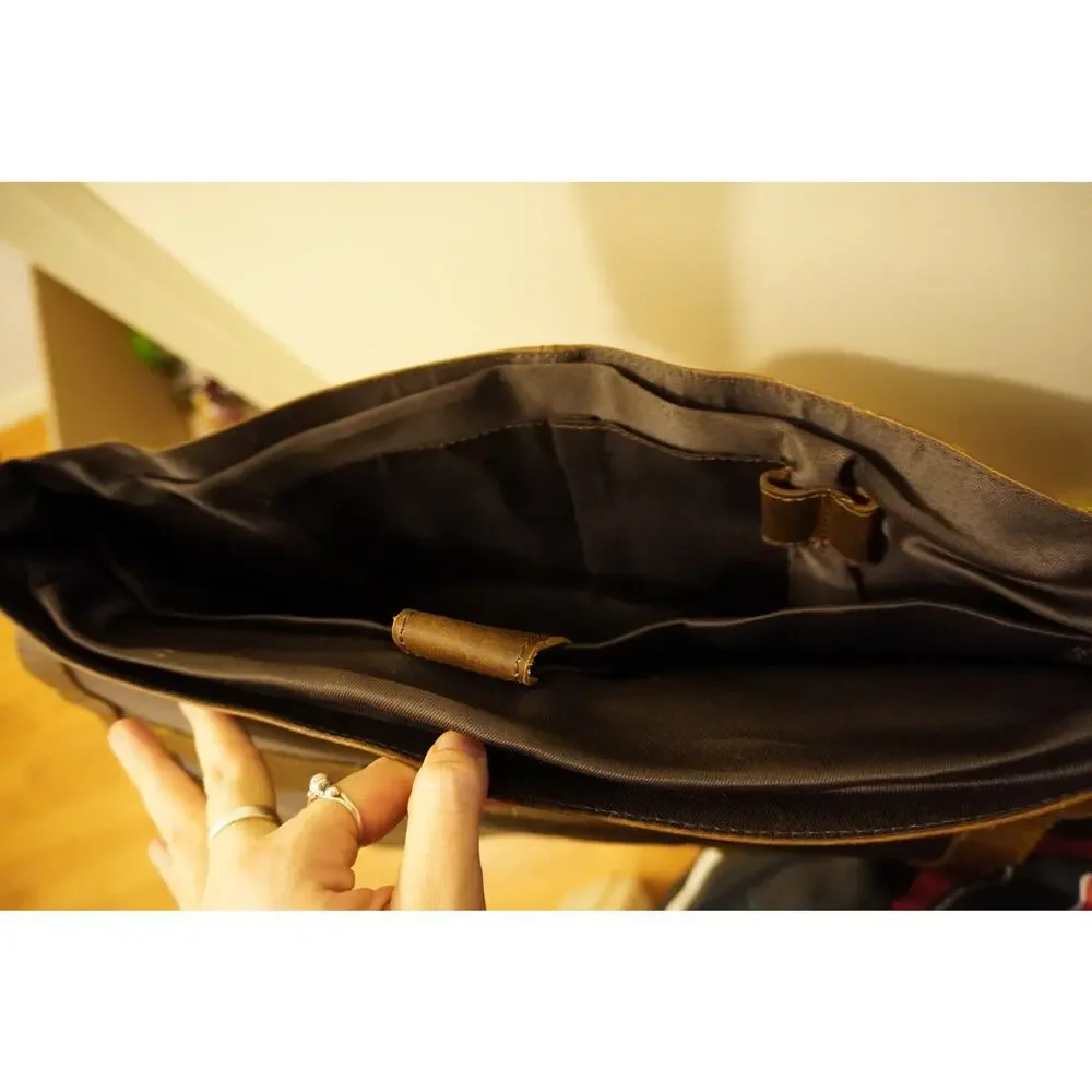 Handmade Brown Genuine Leather Messenger Bag Laptop Satchel Briefcase